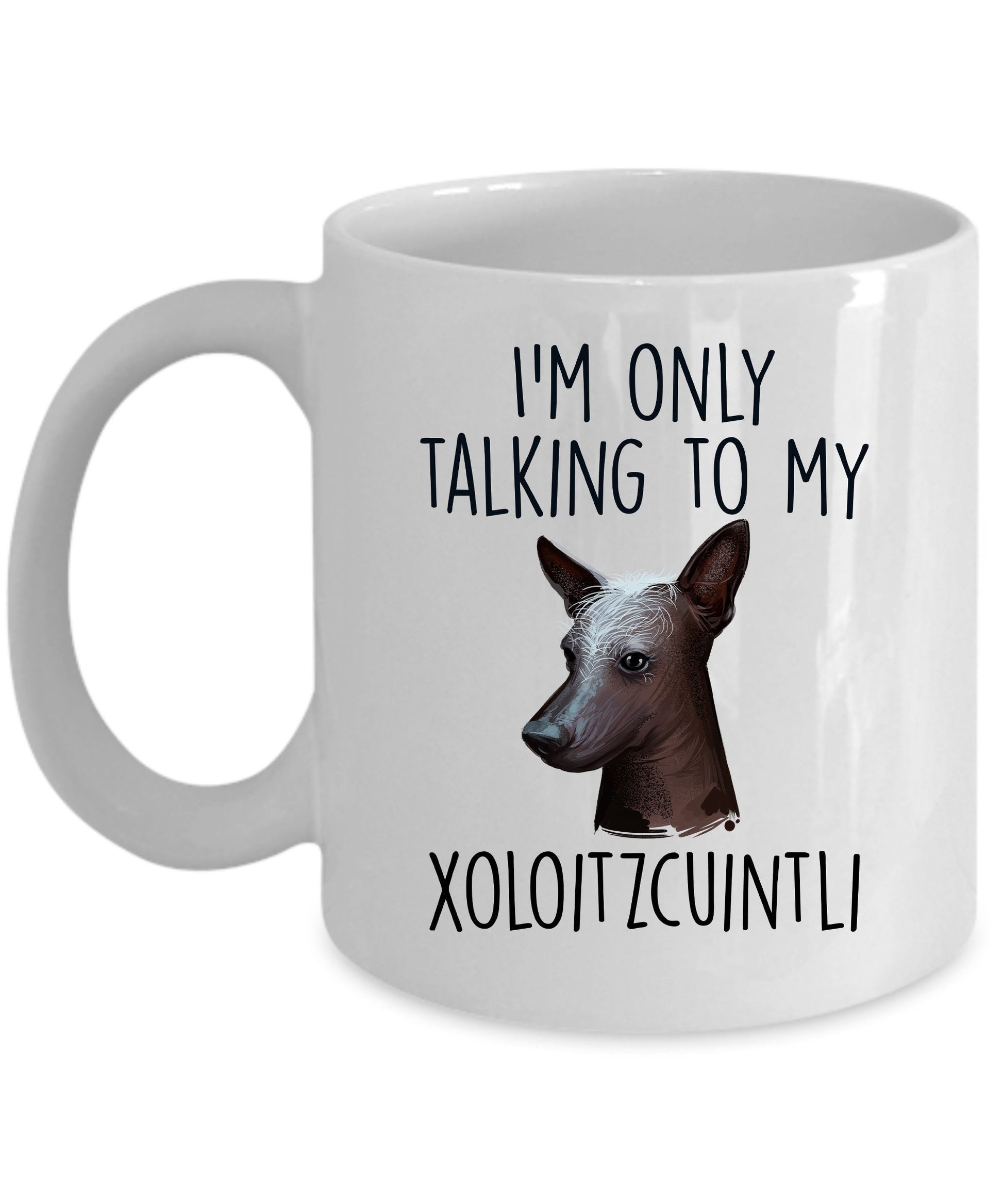 Funny Dog Custom Coffee Mug - I'm Only Talking to my Xoloitzcuintli - Mallard Moon Gift Shop