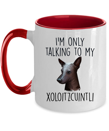 Funny Dog Custom Coffee Mug - I'm Only Talking to my Xoloitzcuintli - Mallard Moon Gift Shop