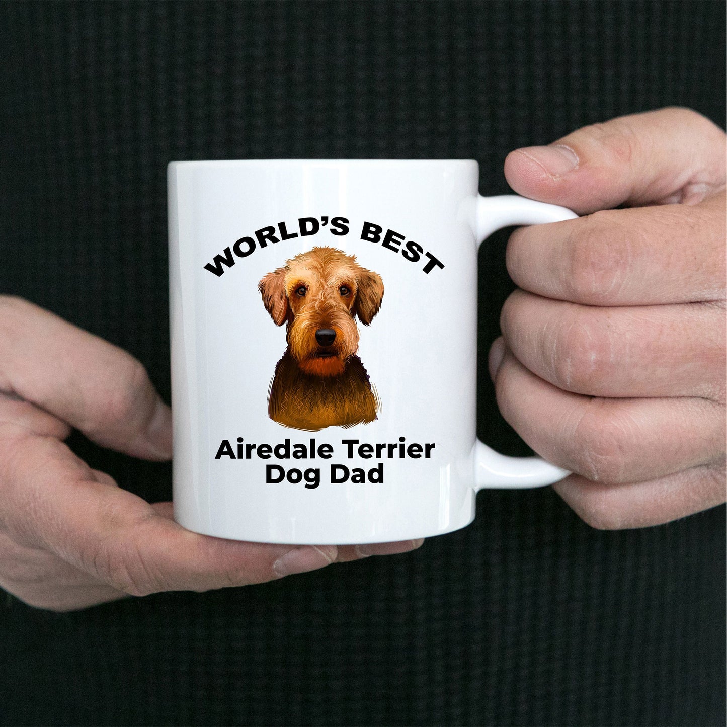 Airedale Terrier Best Dog Dad custom ceramic coffee mug - Mallard Moon Gift Shop