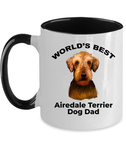 Airedale Terrier Best Dog Dad custom ceramic coffee mug - Mallard Moon Gift Shop