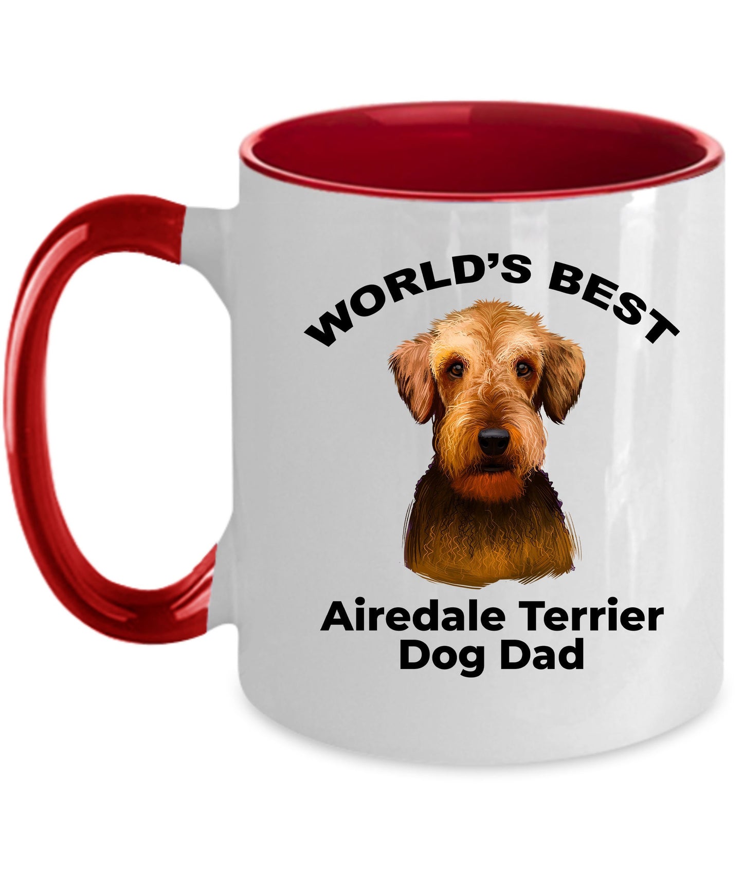 Airedale Terrier Best Dog Dad custom ceramic coffee mug - Mallard Moon Gift Shop