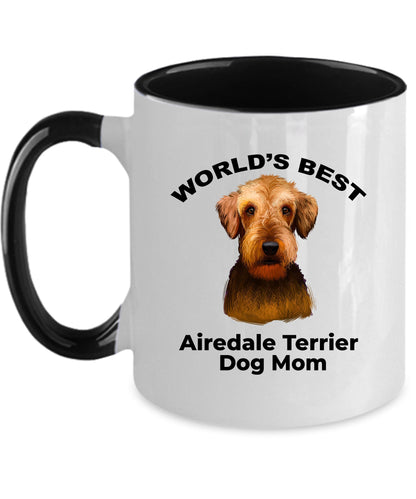 Airedale Terrier Best Dog Mom custom ceramic coffee mug - Mallard Moon Gift Shop
