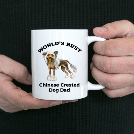 Chinese Crested Best Dog Dad custom ceramic coffee mug white, two-tone black red, navy, pink - Mallard Moon Gift Shop