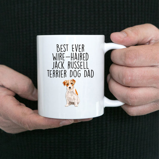 Best Ever Wire-haired Jack Russell Terrier Dog Dad Custom ceramic coffee mug - Mallard Moon Gift Shop