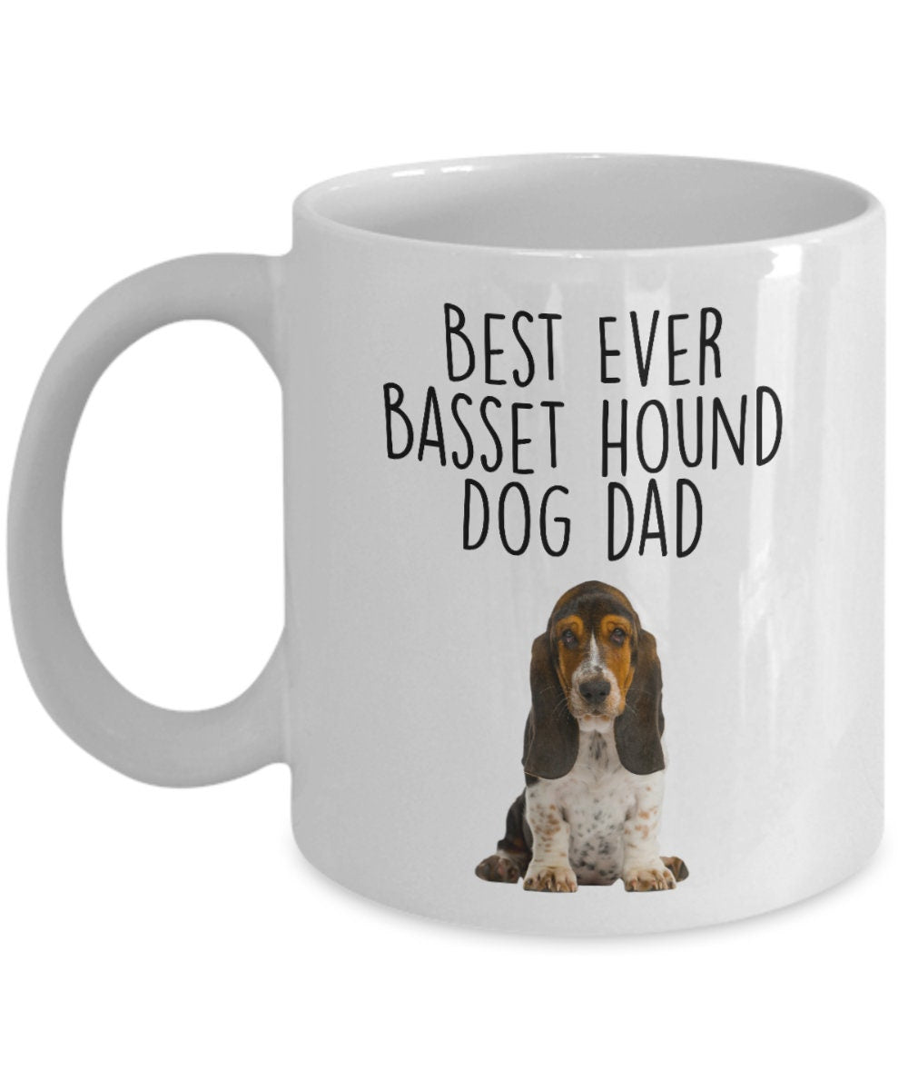 Best Ever Basset Hound Dog Dad Custom ceramic coffee mug - Mallard Moon Gift Shop
