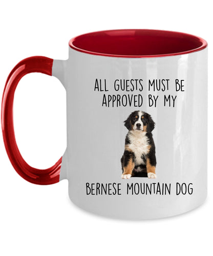 Funny Bernese Mountain Dog Custom Ceramic Coffee mug - Guests Must be Approved - Mallard Moon Gift Shop