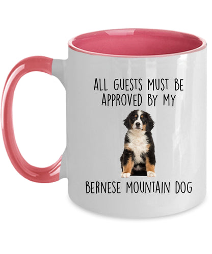 Funny Bernese Mountain Dog Custom Ceramic Coffee mug - Guests Must be Approved - Mallard Moon Gift Shop