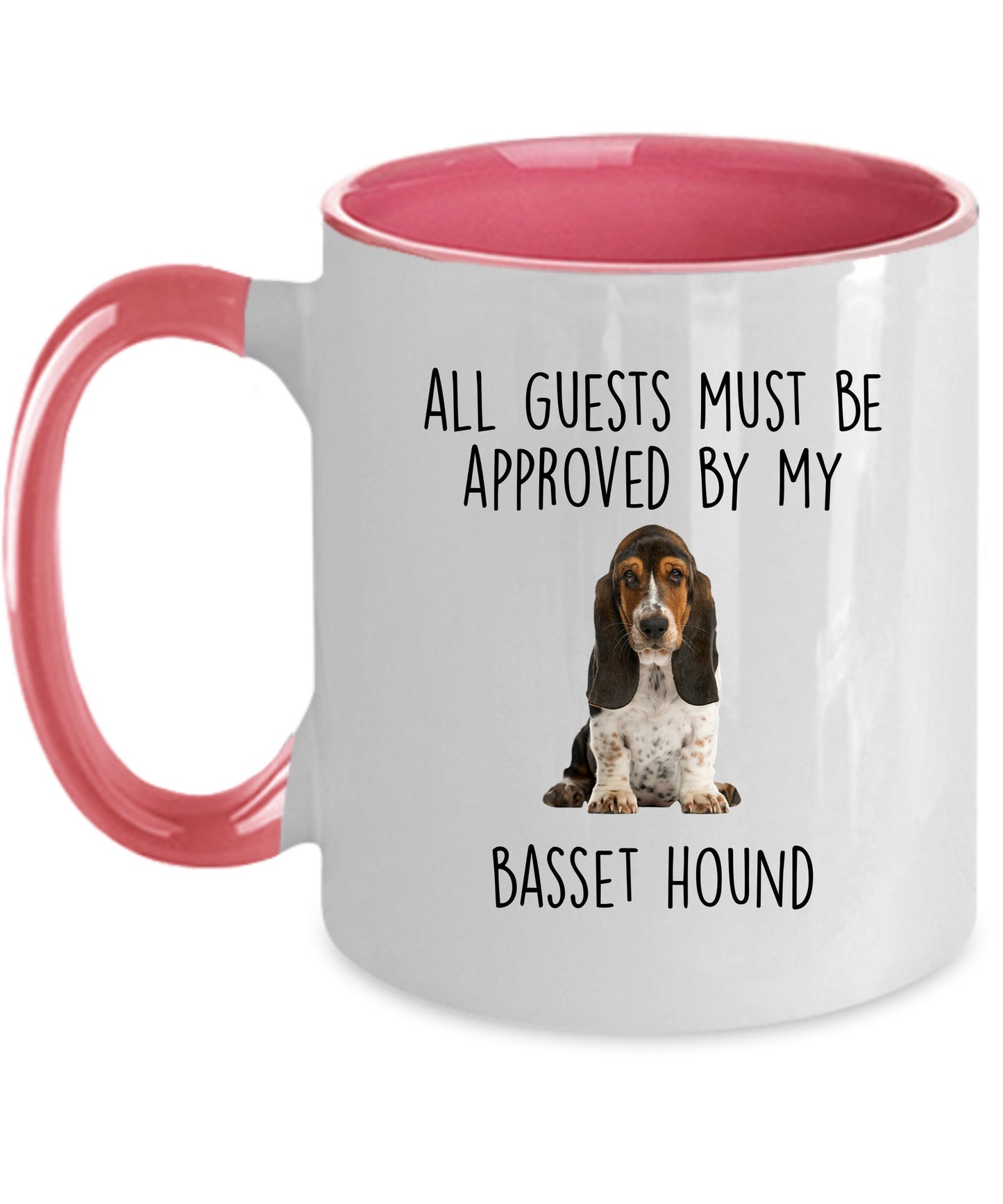 Funny Basset Hound puppy dog custom ceramic coffee mug - guests must be approved - Mallard Moon Gift Shop