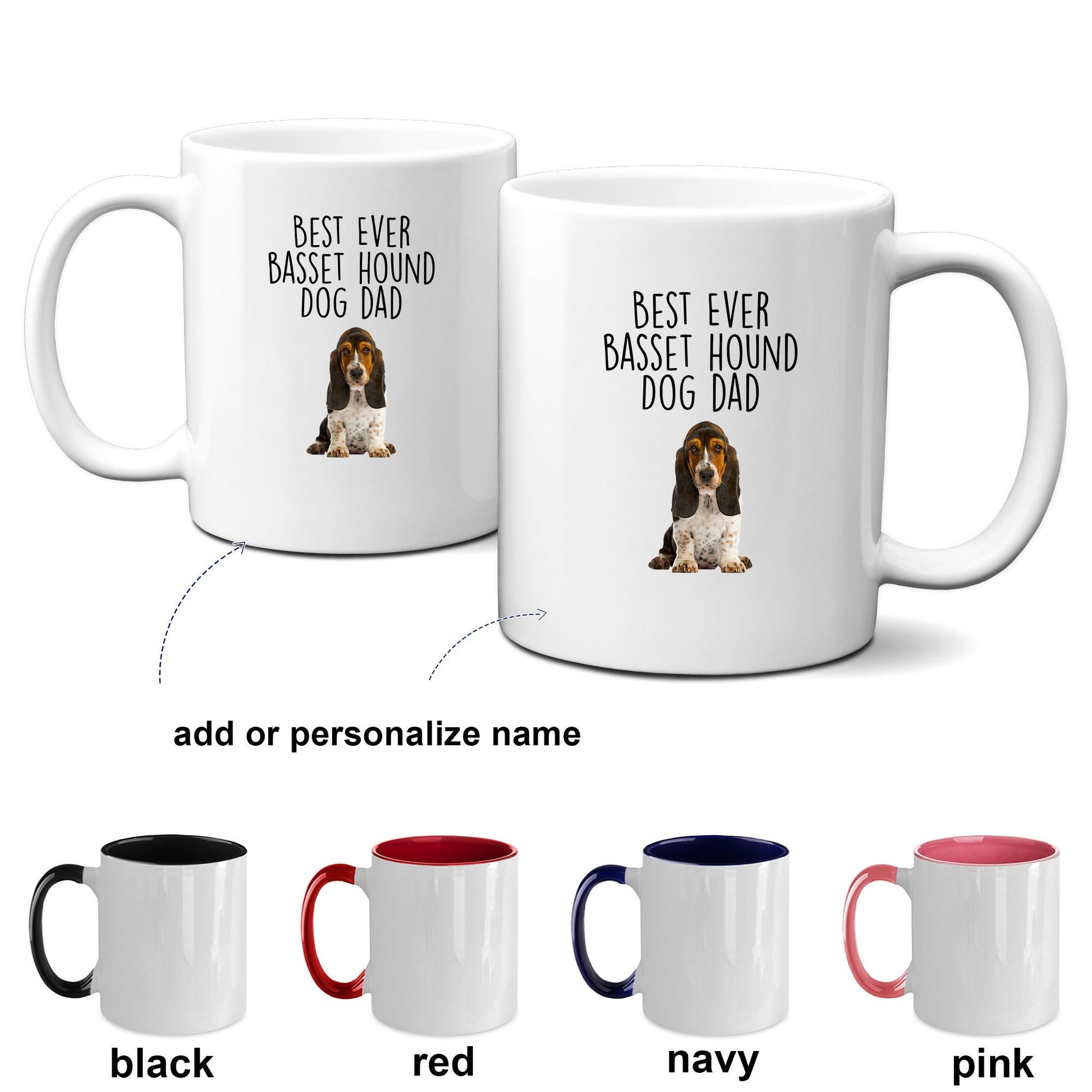 Best Ever Basset Hound Dog Dad Custom ceramic coffee mug - Mallard Moon Gift Shop