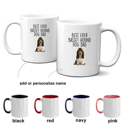 Best Ever Basset Hound Dog Dad Custom ceramic coffee mug - Mallard Moon Gift Shop