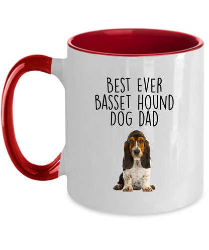 Best Ever Basset Hound Dog Dad Custom ceramic coffee mug - Mallard Moon Gift Shop
