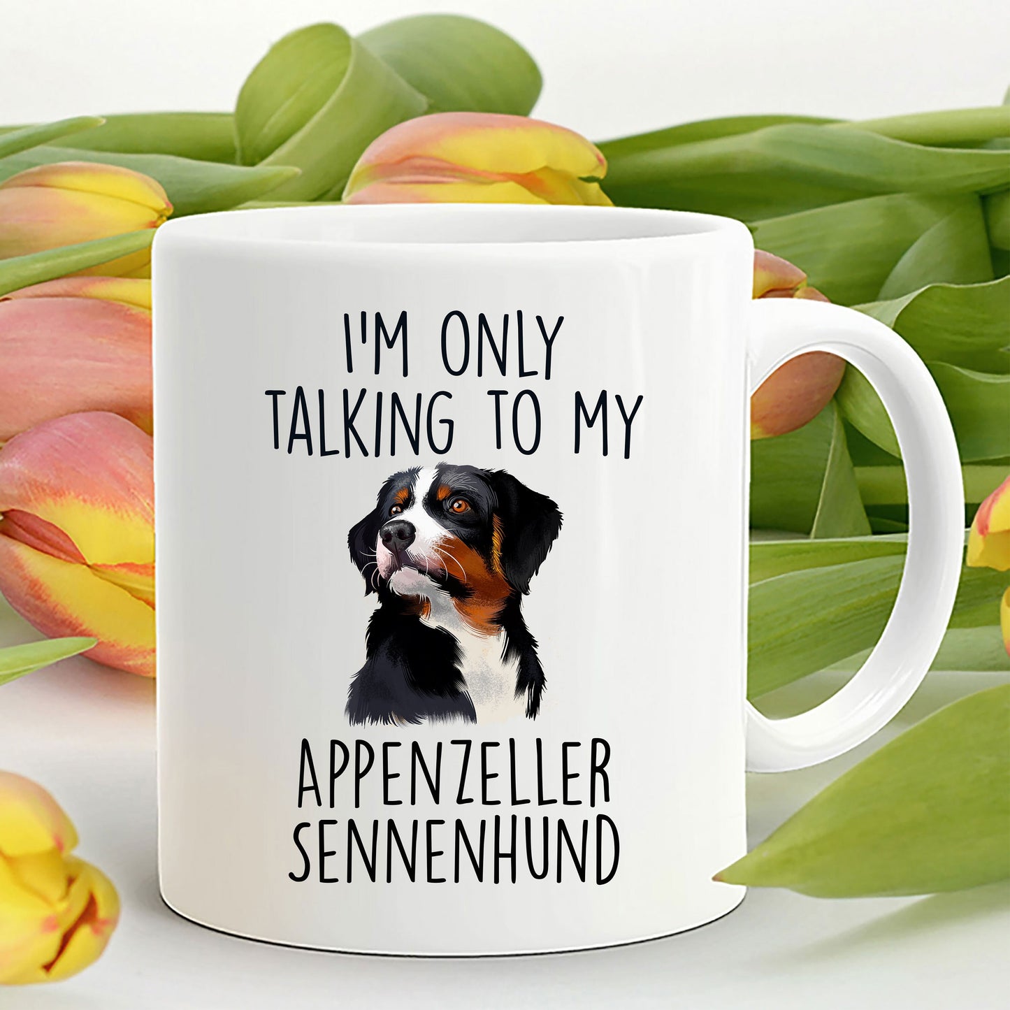Appenzeller Sennenhund Funny Custom Dog Coffee Mug - I.m only taalking to my Dog - Mallard Moon Gift Shop