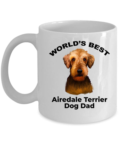 Airedale Terrier Best Dog Dad custom ceramic coffee mug - Mallard Moon Gift Shop
