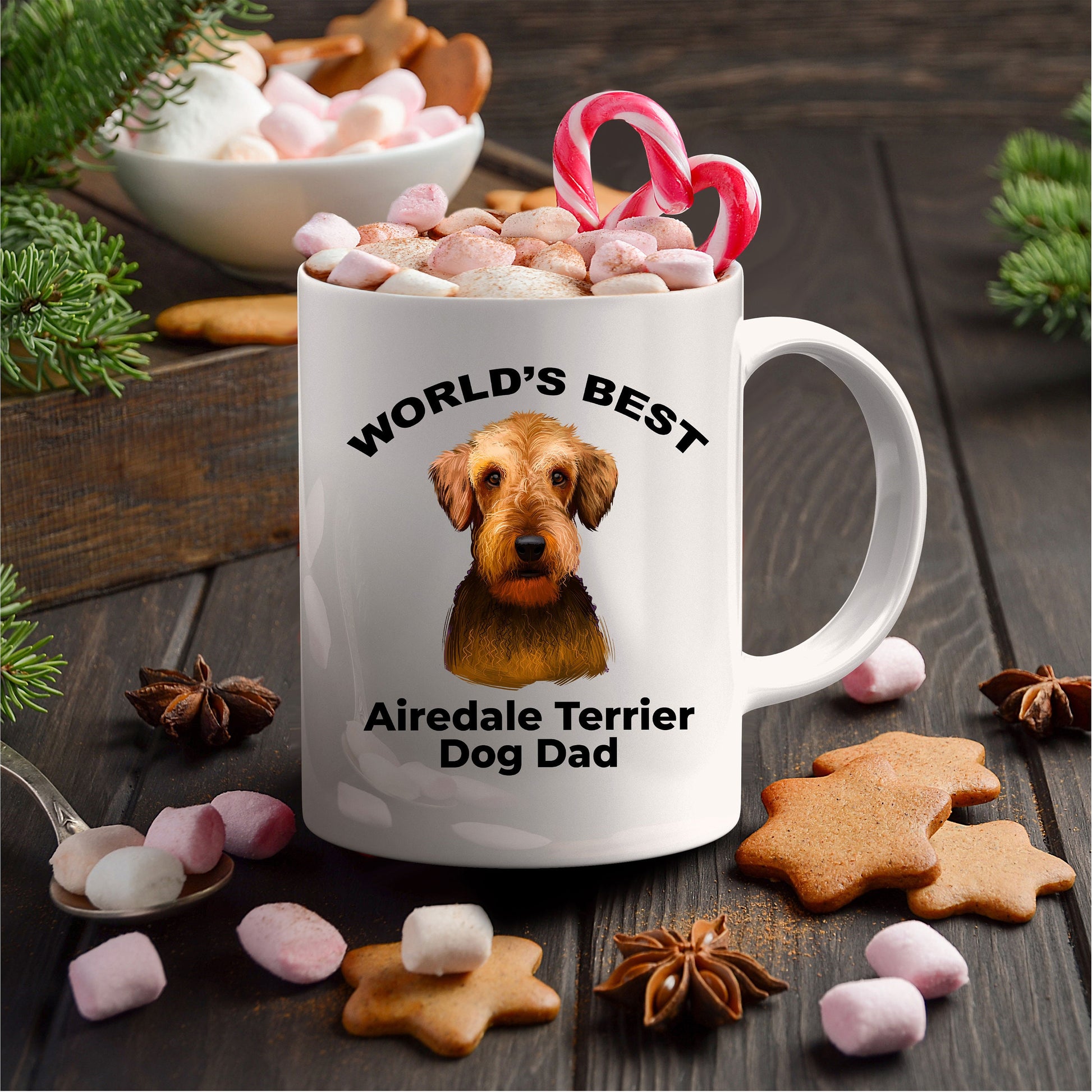 Airedale Terrier Best Dog Dad custom ceramic coffee mug - Mallard Moon Gift Shop