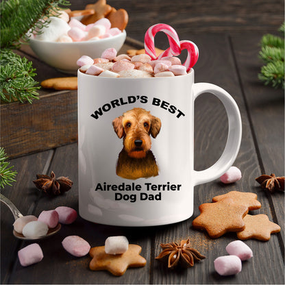 Airedale Terrier Best Dog Dad custom ceramic coffee mug - Mallard Moon Gift Shop