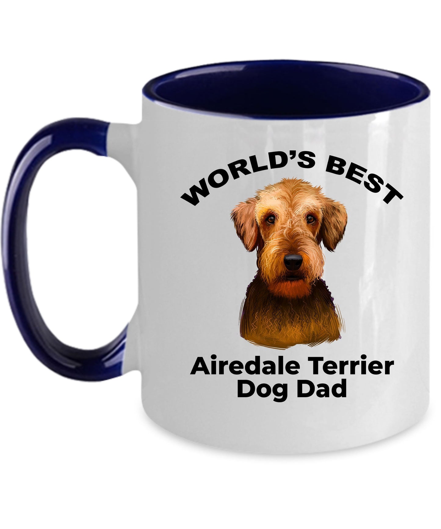 Airedale Terrier Best Dog Dad custom ceramic coffee mug - Mallard Moon Gift Shop