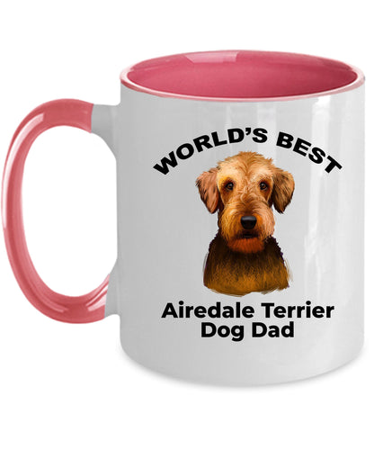 Airedale Terrier Best Dog Dad custom ceramic coffee mug - Mallard Moon Gift Shop