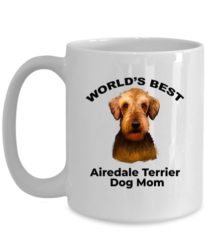Airedale Terrier Best Dog Mom custom ceramic coffee mug - Mallard Moon Gift Shop