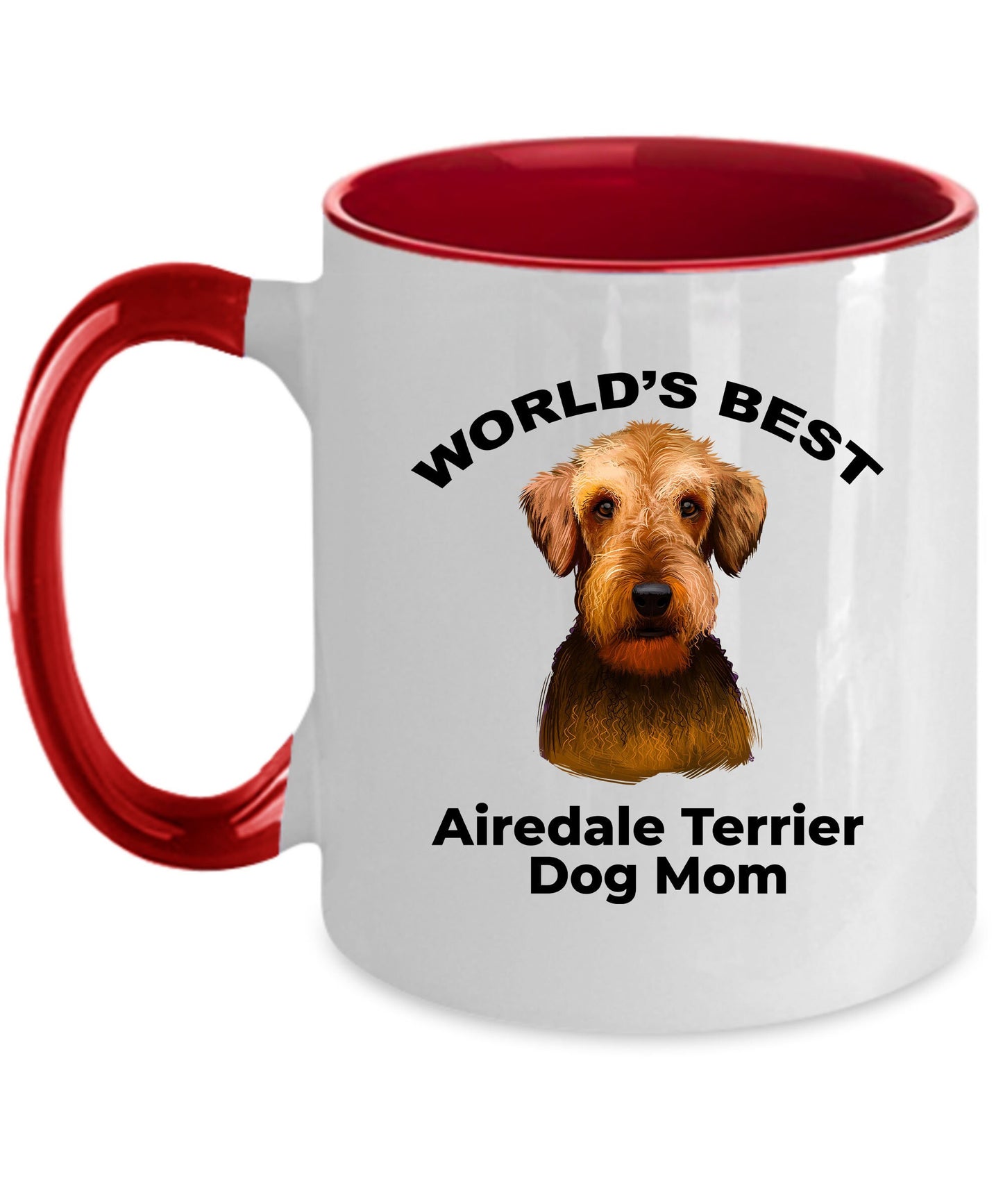 Airedale Terrier Best Dog Mom custom ceramic coffee mug - Mallard Moon Gift Shop