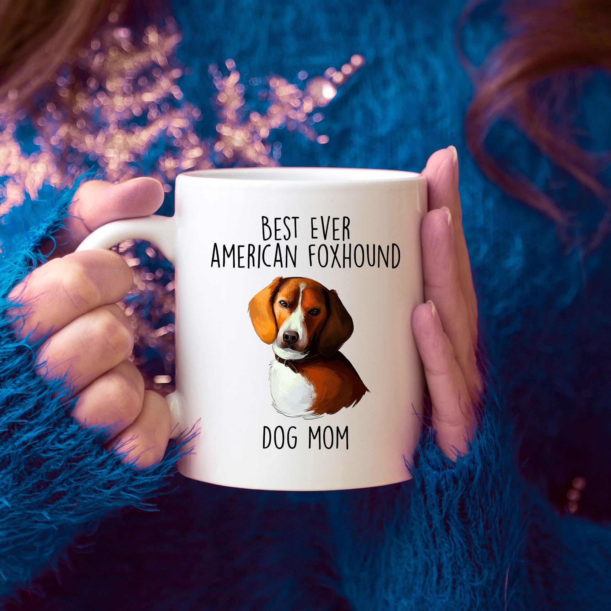 Best Ever American Foxhound Dog Mom Custom Ceramic Coffee Mug - Mallard Moon Gift Shop