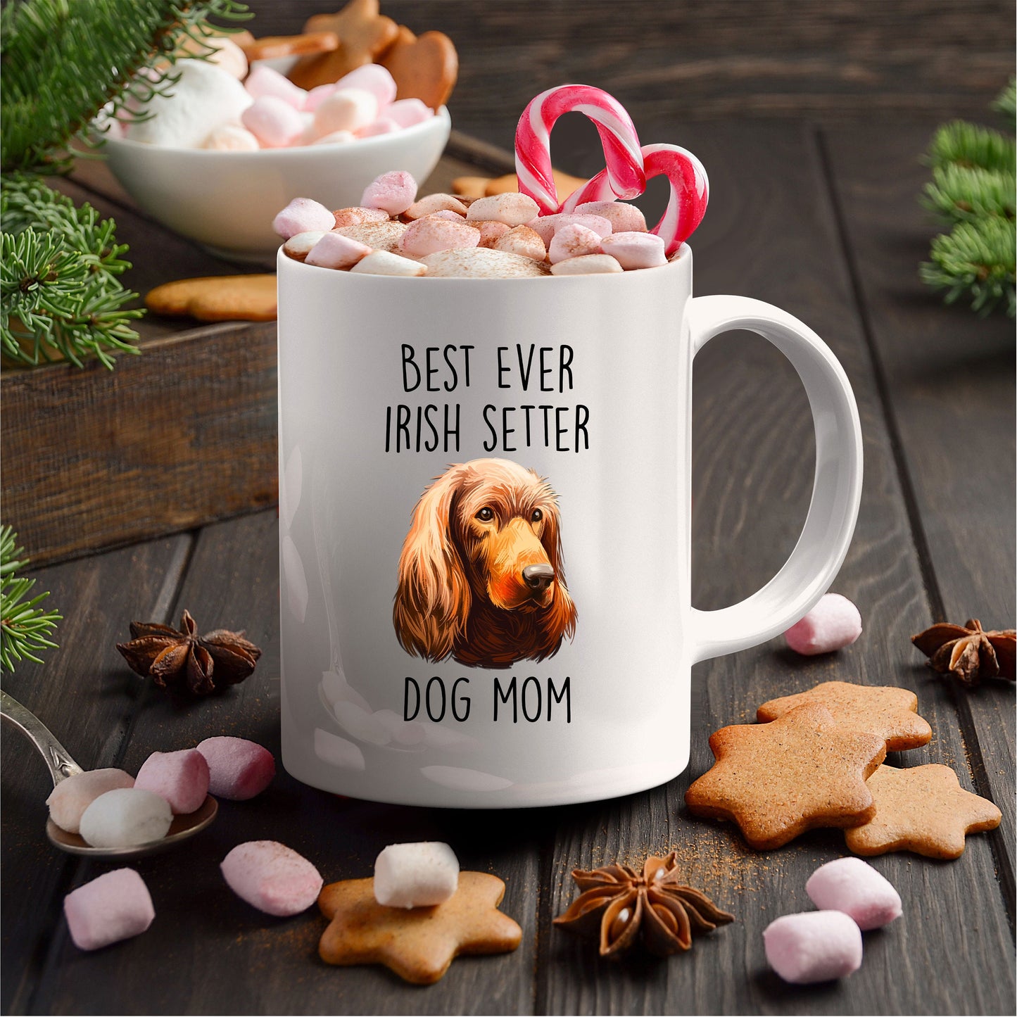 Best Ever Irish Setter Dog Mom Custom Ceramic Coffee Mug - Mallard Moon Gift Shop