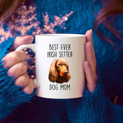 Best Ever Irish Setter Dog Mom Custom Ceramic Coffee Mug - Mallard Moon Gift Shop