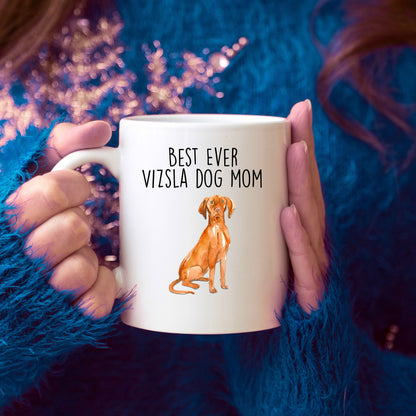 Best Ever Vizsla Dog Mom Custom Ceramic Coffee Mug - Mallard Moon Gift Shop