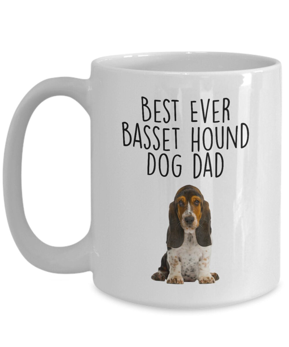 Best Ever Basset Hound Dog Dad Custom ceramic coffee mug - Mallard Moon Gift Shop