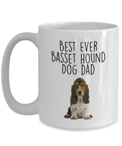Best Ever Basset Hound Dog Dad Custom ceramic coffee mug - Mallard Moon Gift Shop