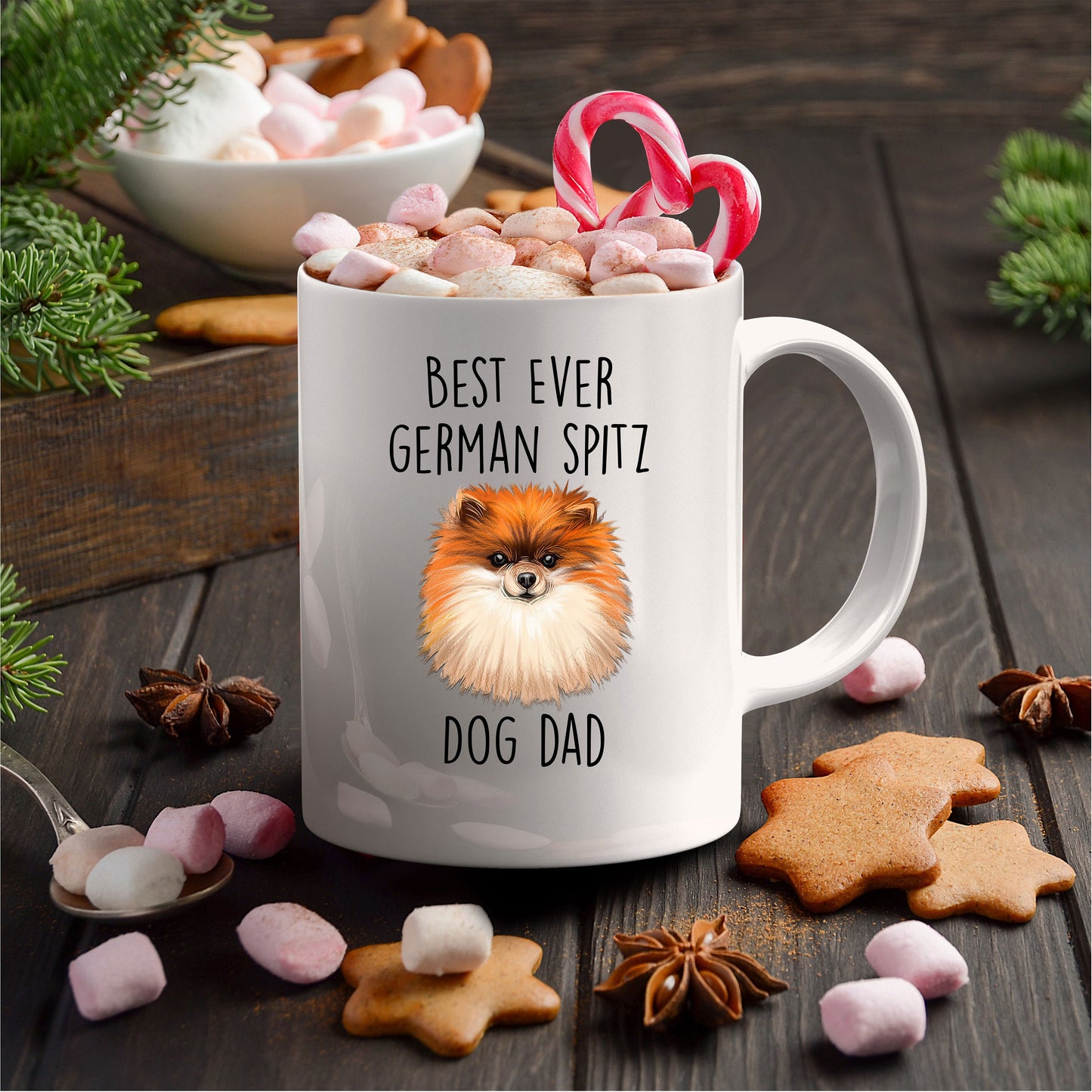Best Ever German Spitz Dog Dad Custom Ceramic Coffee Mug - Mallard Moon Gift Shop