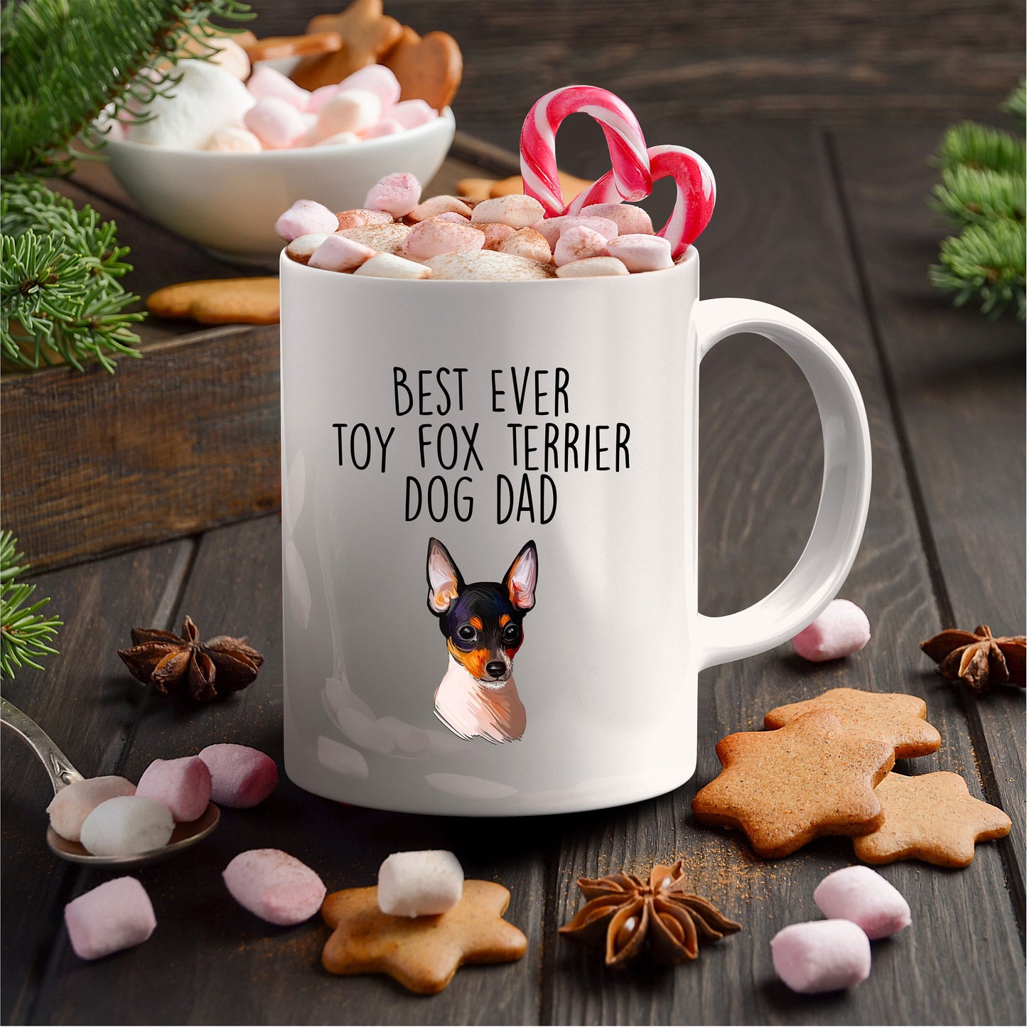 Best Ever Toy Fox Terrier Dog Dad Custom Ceramic Coffee Mug - Mallard Moon Gift Shop