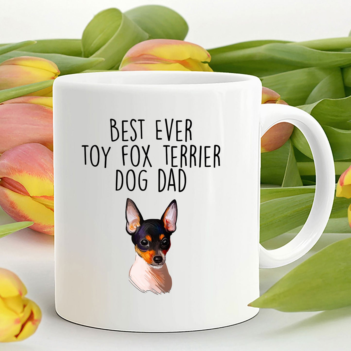 Best Ever Toy Fox Terrier Dog Dad Custom Ceramic Coffee Mug - Mallard Moon Gift Shop