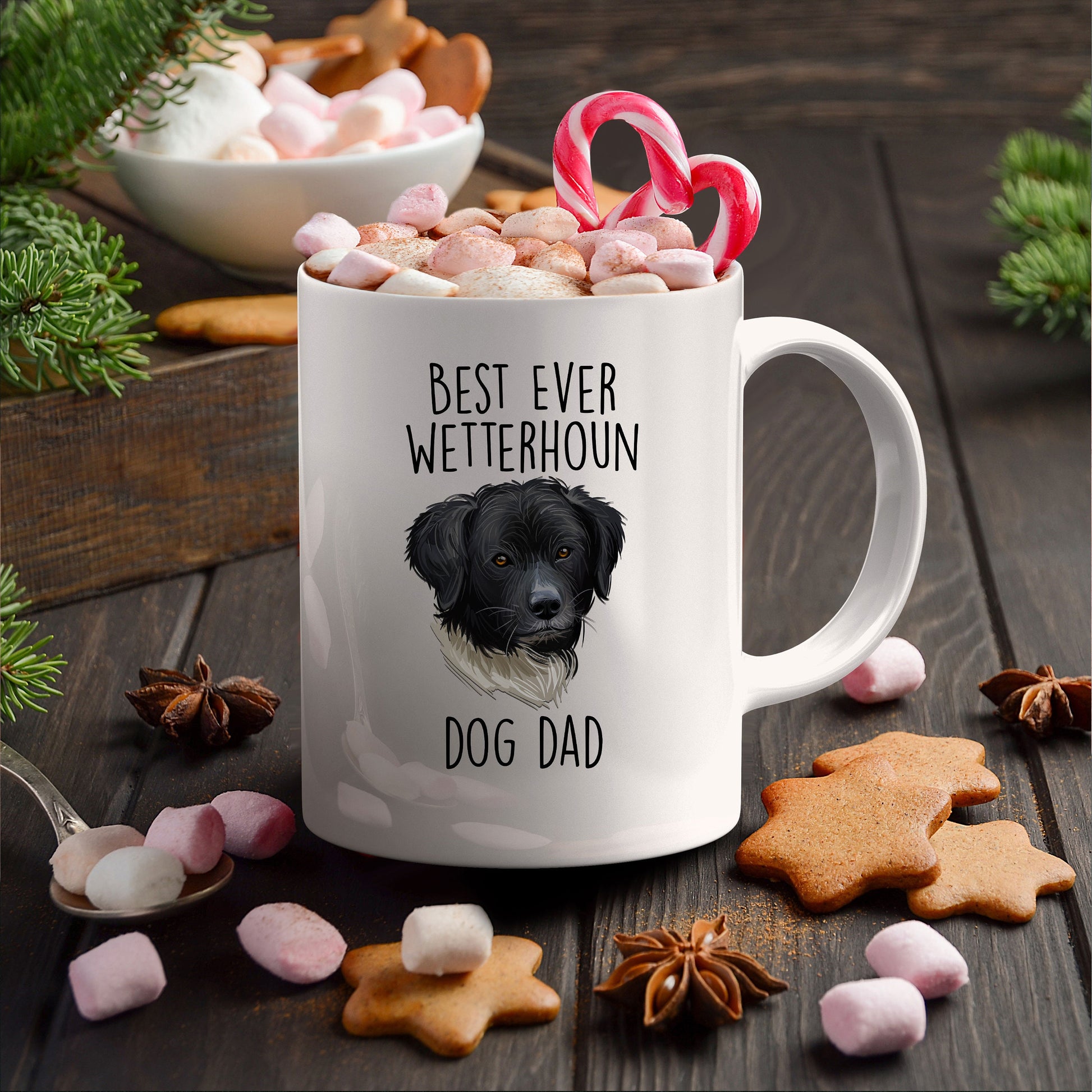 Best Ever Wetterhoun Dog Dad Custom Ceramic Coffee Mug - Mallard Moon Gift Shop