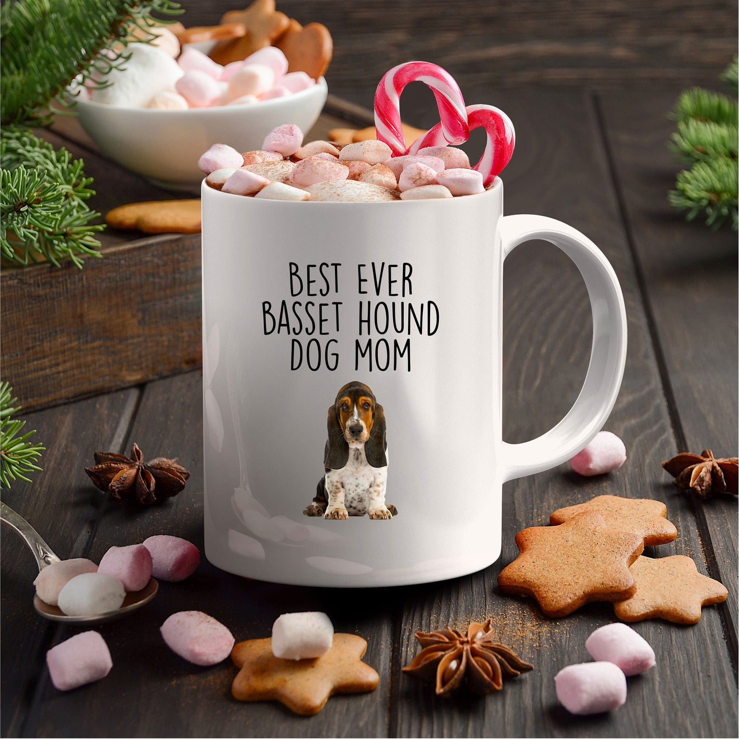 Best Ever Basset Hound Puppy Dog Mom Custom ceramic coffee mug - Mallard Moon Gift Shop