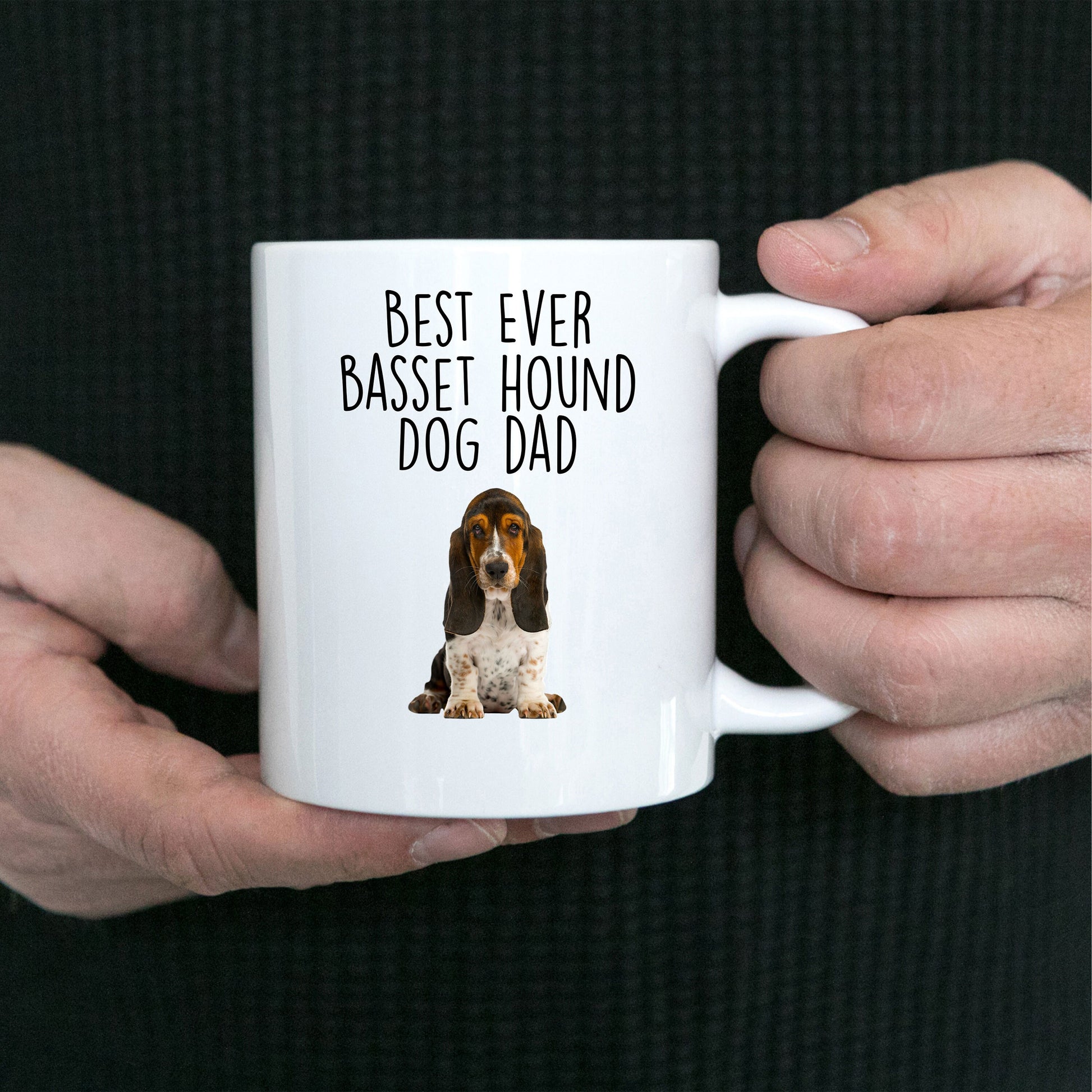 Best Ever Basset Hound Dog Dad Custom ceramic coffee mug - Mallard Moon Gift Shop