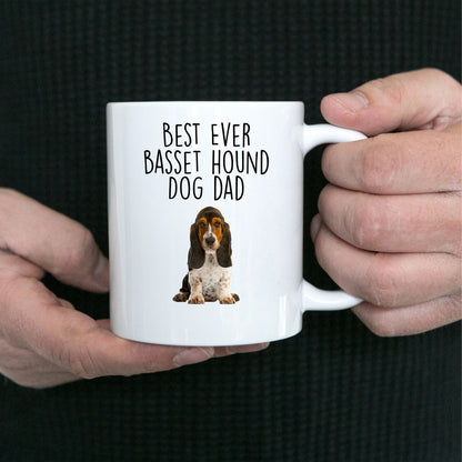 Best Ever Basset Hound Dog Dad Custom ceramic coffee mug - Mallard Moon Gift Shop