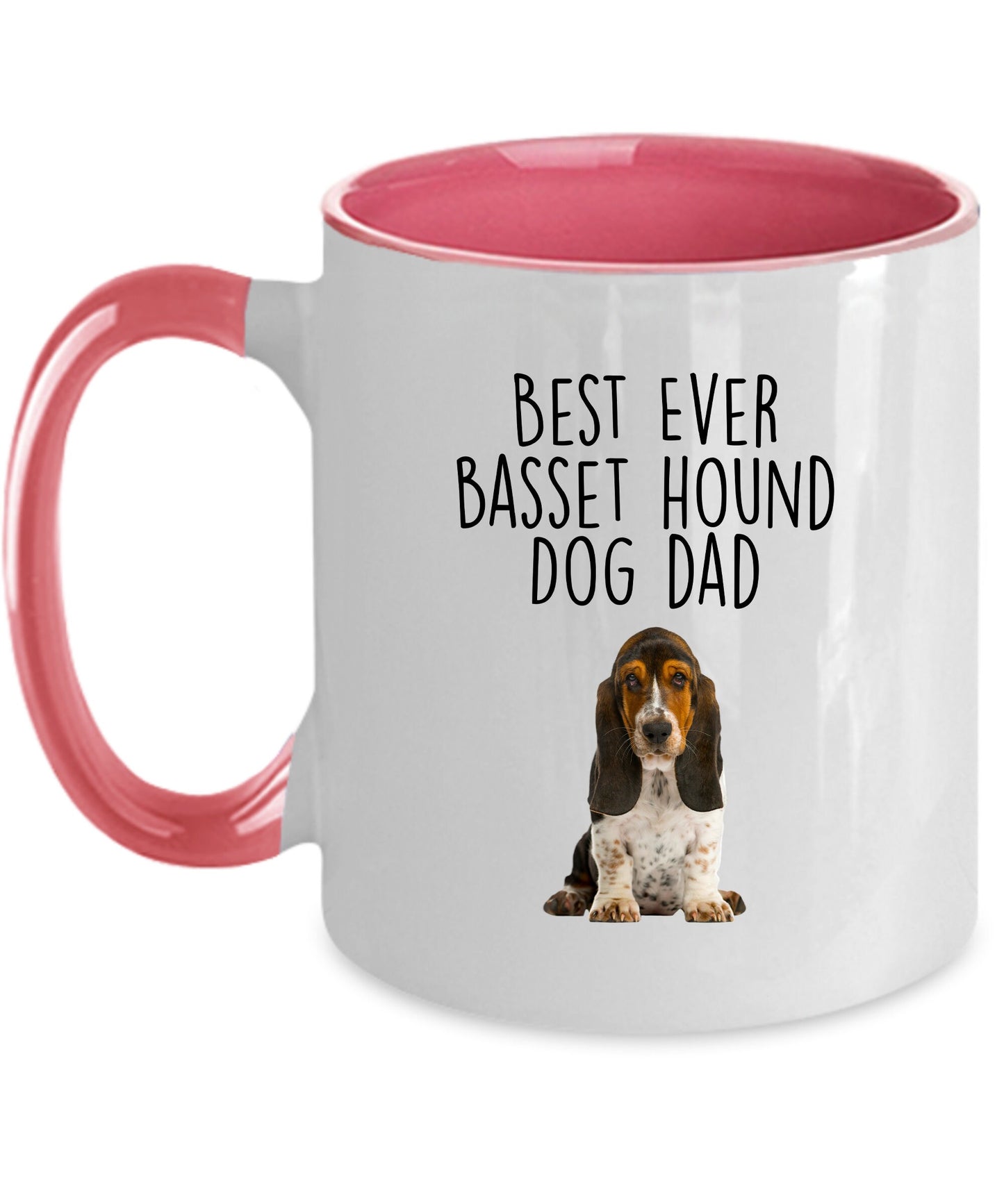Best Ever Basset Hound Dog Dad Custom ceramic coffee mug - Mallard Moon Gift Shop