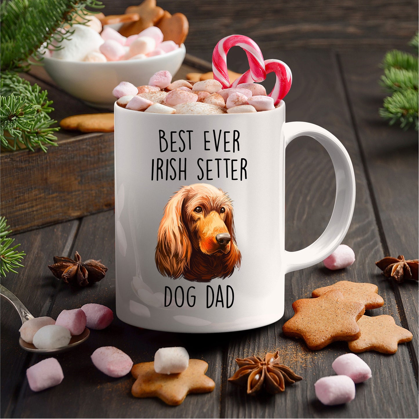 Best Ever Irish Setter Dog Dad Custom Ceramic Coffee Mug - Mallard Moon Gift Shop