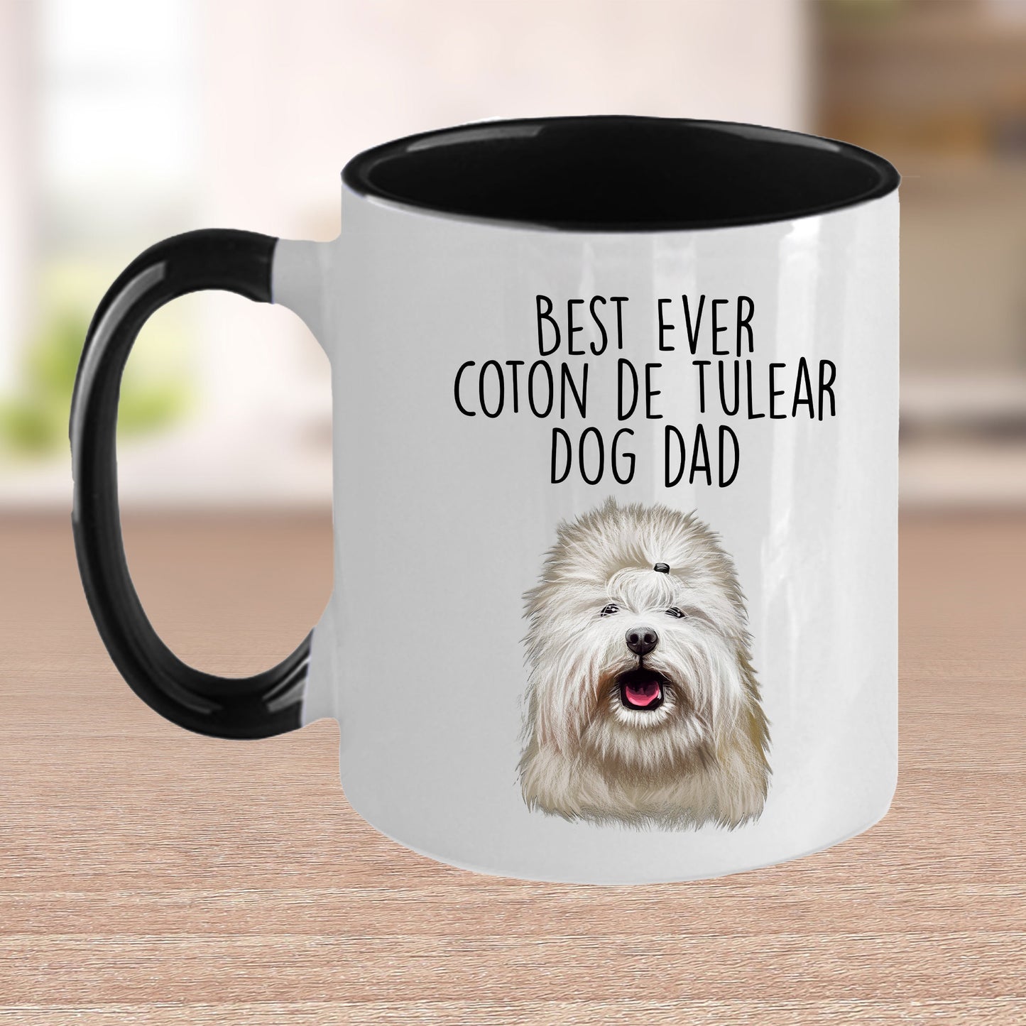 Best Ever Coton de Tulear Dog Dad Custom Ceramic Coffee Mug - Mallard Moon Gift Shop