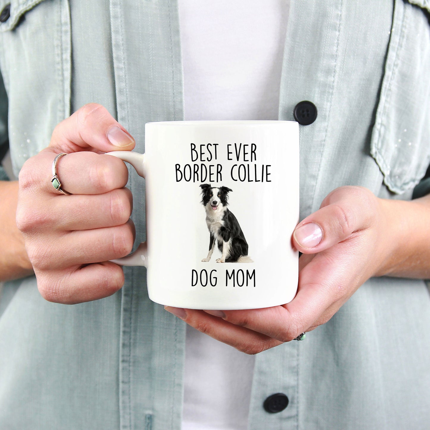 Best Ever Border Collie Dog Mom Custom Ceramic Coffee Mug - Mallard Moon Gift Shop