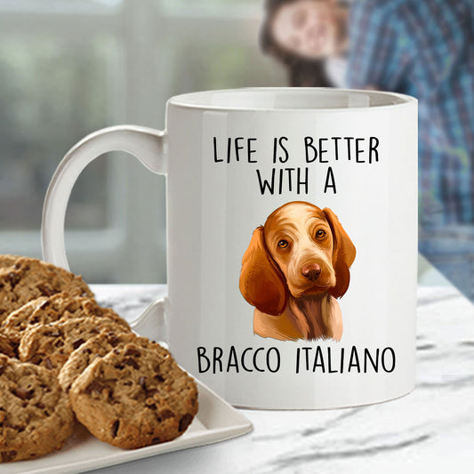 Bracco Italiano Dog Custom Ceramic Coffee Mug - Life is Better - Mallard Moon Gift Shop