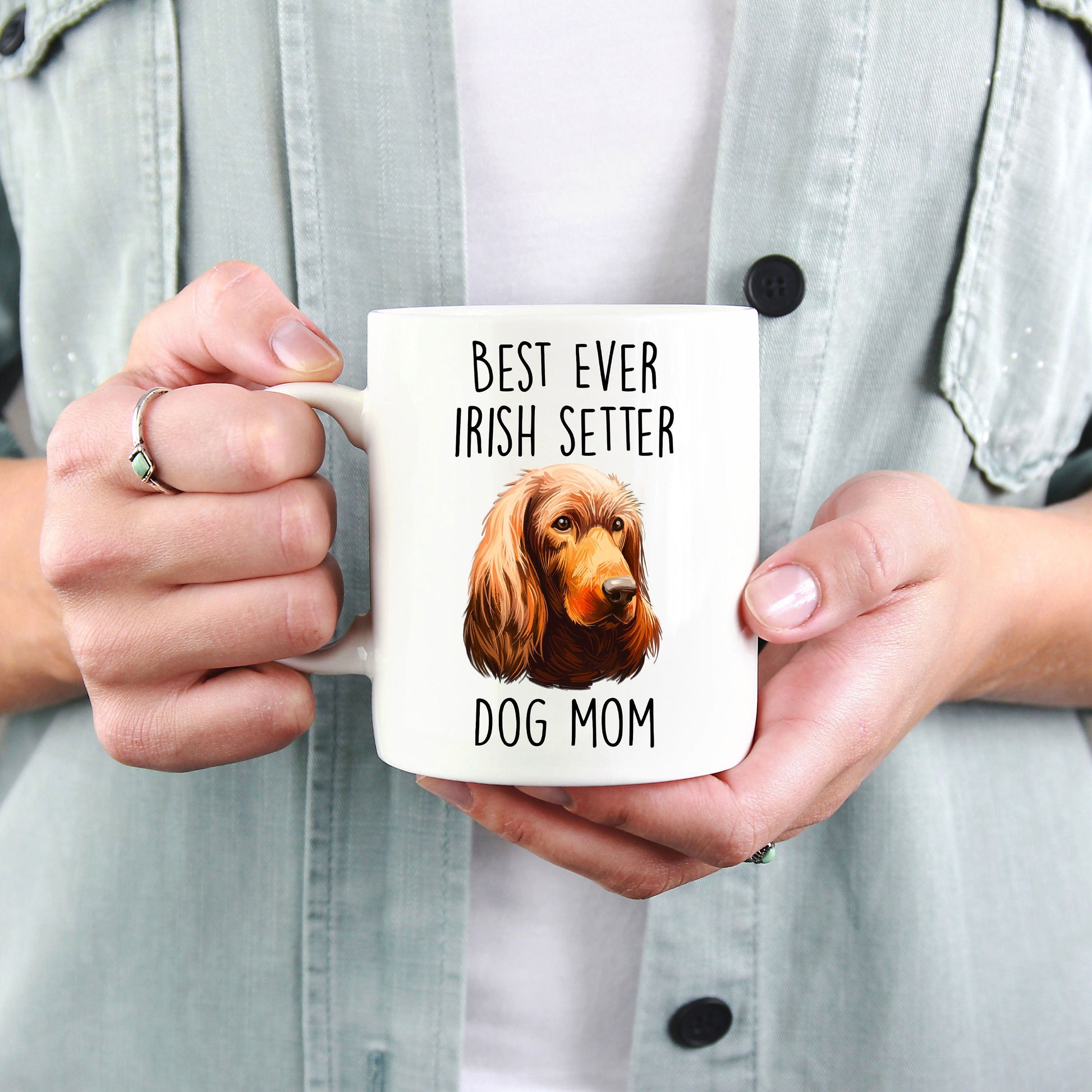 Best Ever Irish Setter Dog Mom Custom Ceramic Coffee Mug - Mallard Moon Gift Shop