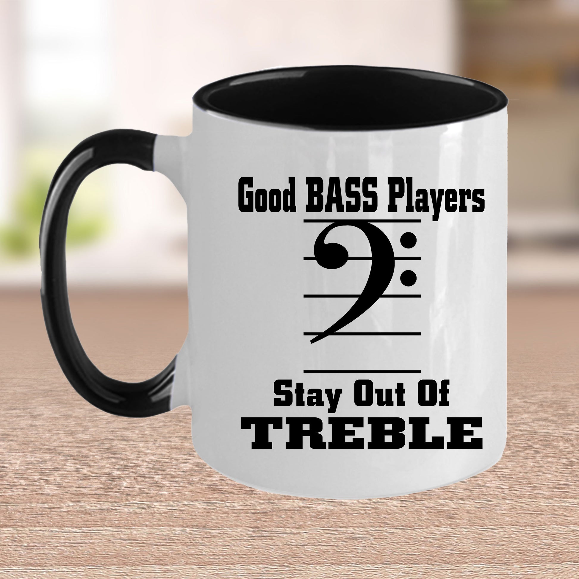 Funny Bass Player  - Stay Out Of Treble Custom Ceramic Coffee Mug - Mallard Moon Gift Shop