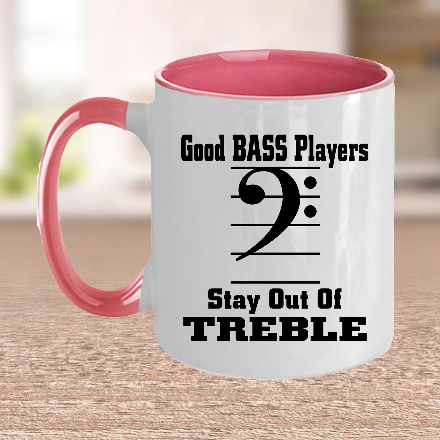 Funny Bass Player  - Stay Out Of Treble Custom Ceramic Coffee Mug - Mallard Moon Gift Shop
