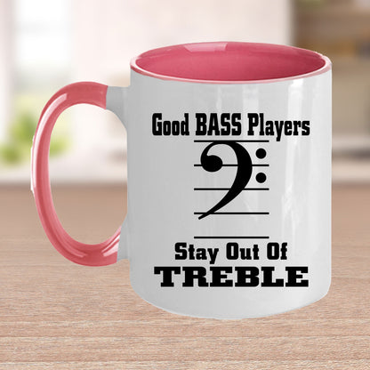 Funny Bass Player  - Stay Out Of Treble Custom Ceramic Coffee Mug - Mallard Moon Gift Shop