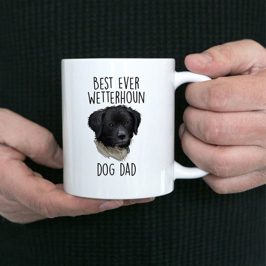 Best Ever Wetterhoun Dog Dad Custom Ceramic Coffee Mug - Mallard Moon Gift Shop