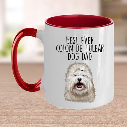 Best Ever Coton de Tulear Dog Dad Custom Ceramic Coffee Mug - Mallard Moon Gift Shop
