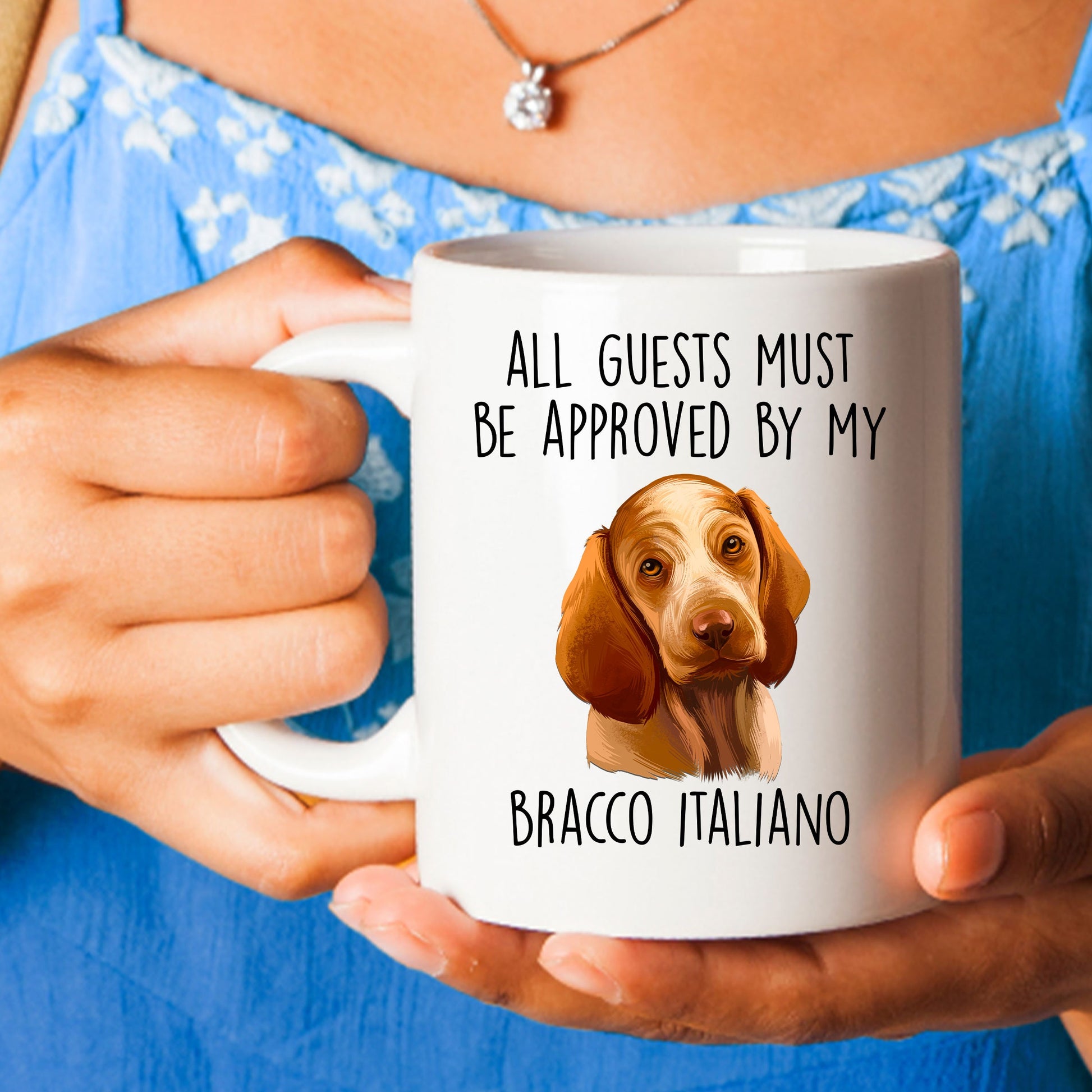 Bracco Italiano Dog Custom Coffee Mug - Guests Must Be Approved - Mallard Moon Gift Shop
