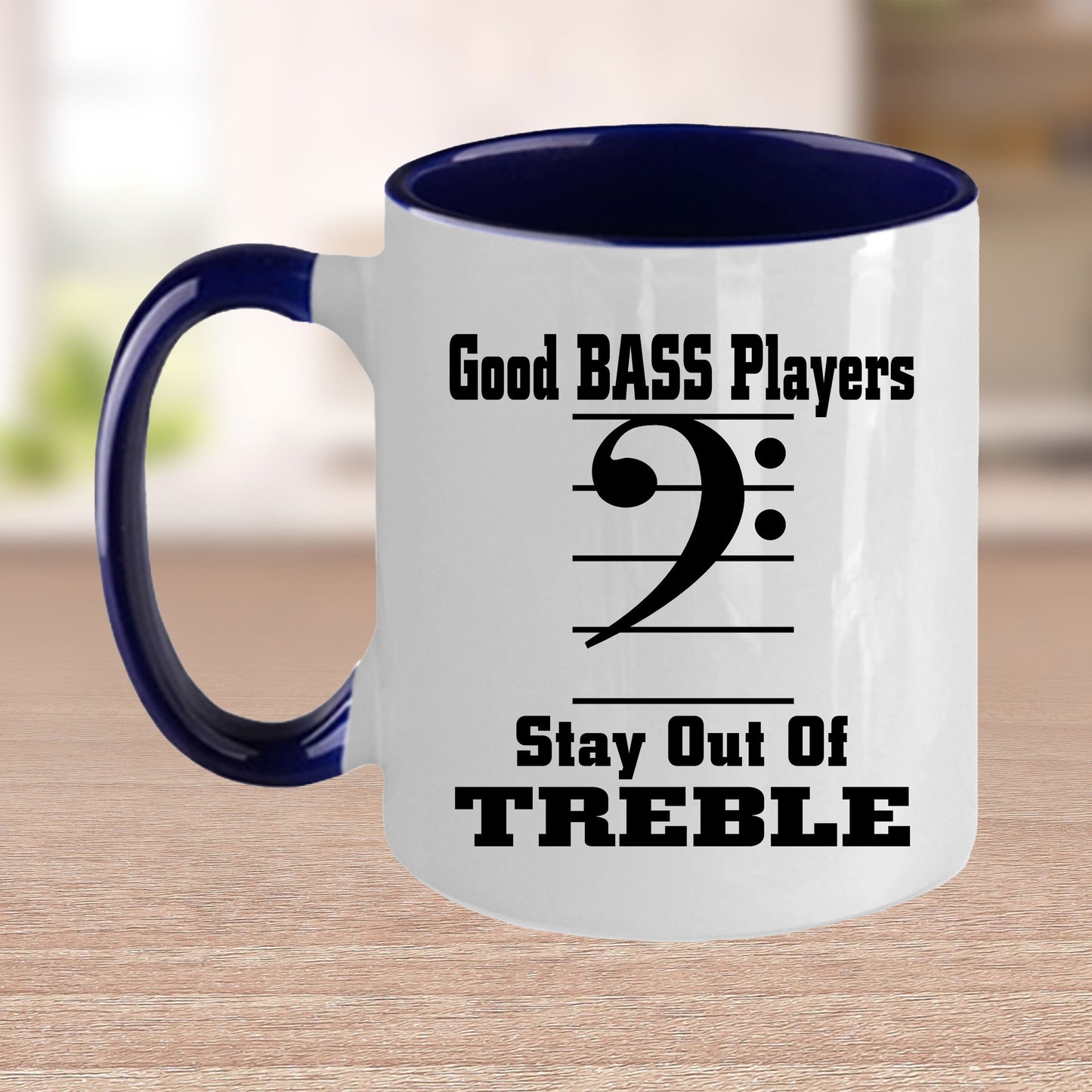 Funny Bass Player  - Stay Out Of Treble Custom Ceramic Coffee Mug - Mallard Moon Gift Shop