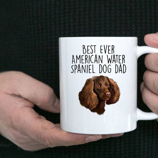 American Water Spaniel Best Dog Dad Ever Custom Ceramic Coffee Mug White Two-tone Birthday Father's Day Gift for Men - Mallard Moon Gift Shop